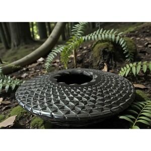 Mata Ortiz Pottery Lucia Quezada Graphite Black‎ Flying Saucer Fine Art Mexican